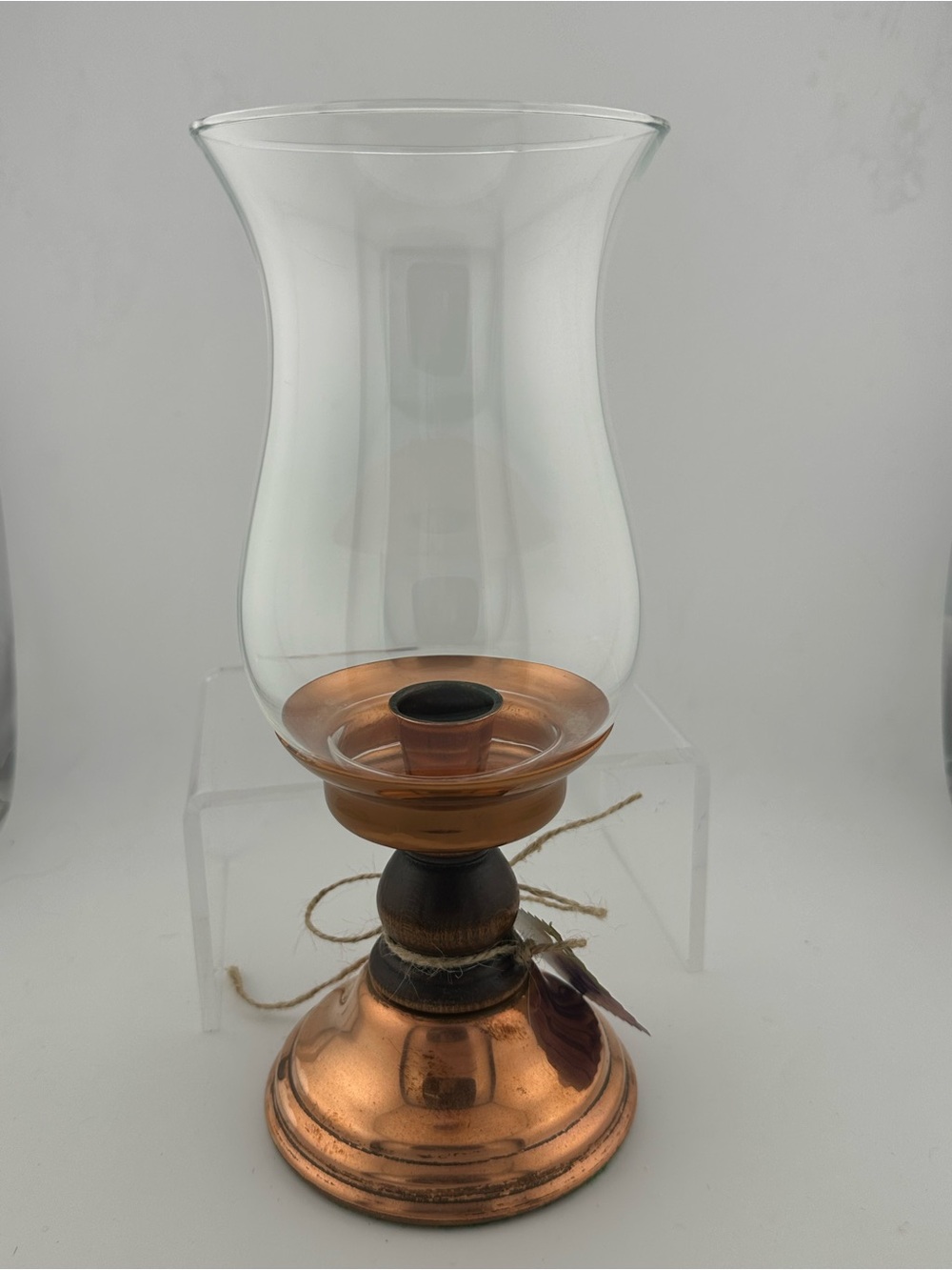 Copper craft guild Glass Hurricane vintage-